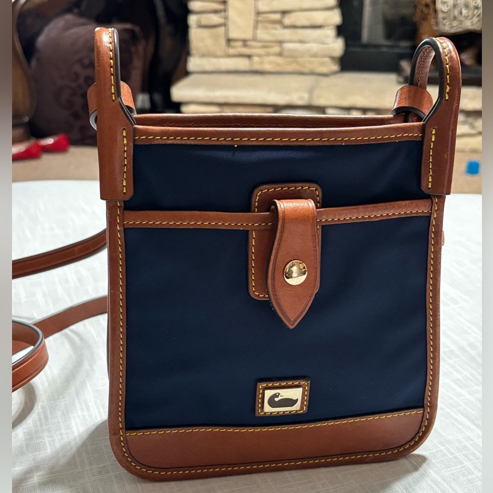 Dooney & Bourke Navy and Brown Crossbody Bag